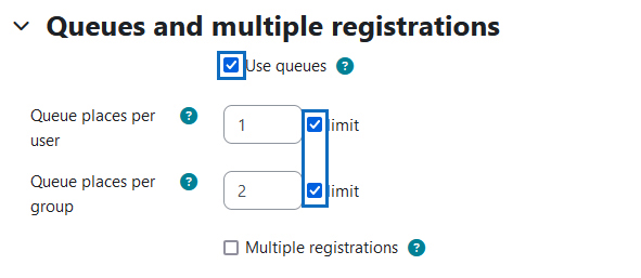Screenshot: Settings for multiple registrations