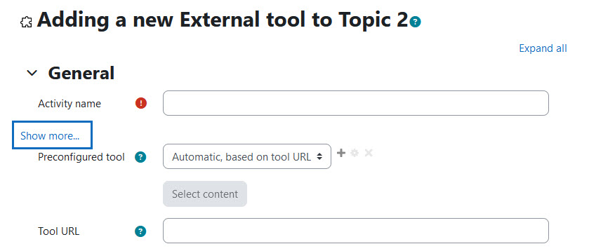 Screenshot: external tool configuration