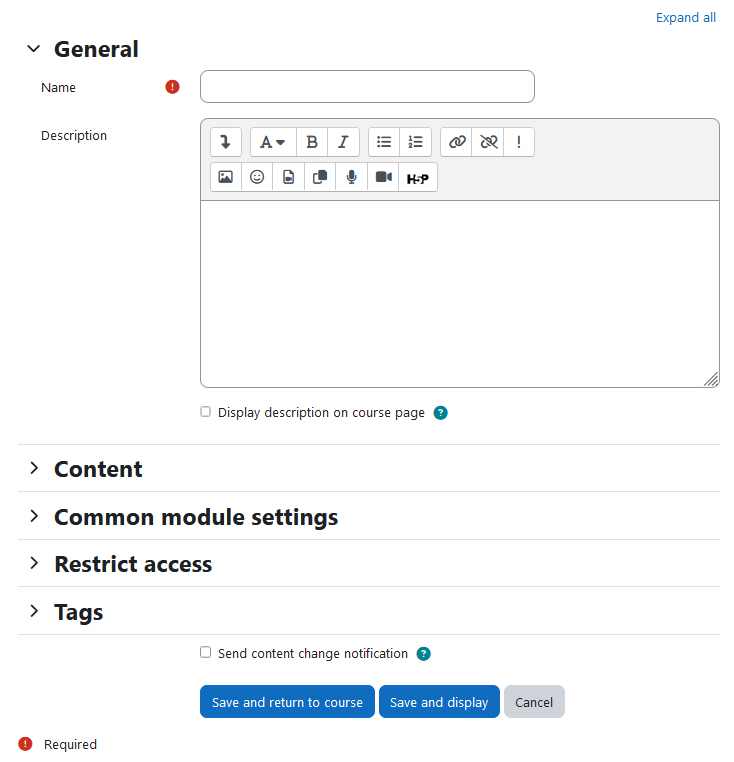 Screenshot: Example of a settings form