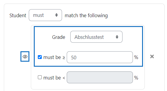 Screenshot restrict access grade