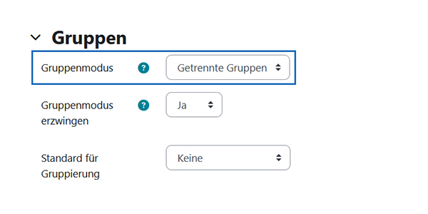 Screenshot: Gruppenmodus aktivieren