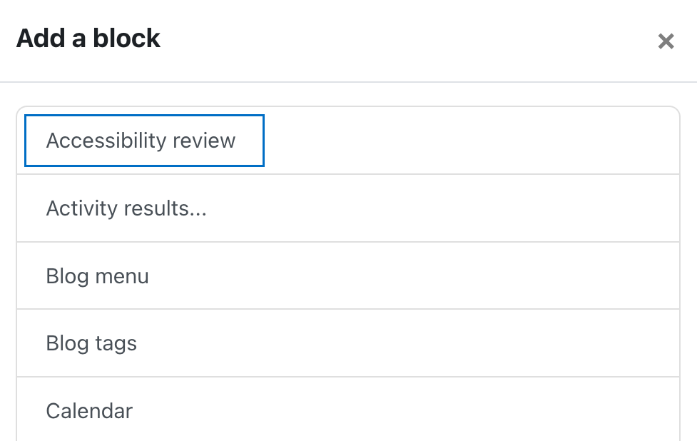 add a block called accessibility review