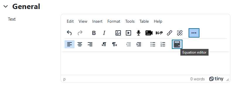 Screenshot: Find the equation editor within the HTML editor
