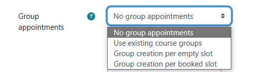 Screenshot: Select group appointment