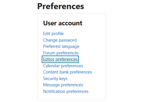 Screenshot: Select Editor preferences