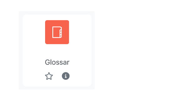Screenshot zeigt Glossar- Icon wie im Activity Chooser dargestellt.