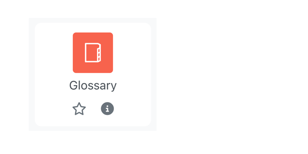 Screenshot shows the glossary- icon like displayed in the Activity chooser.