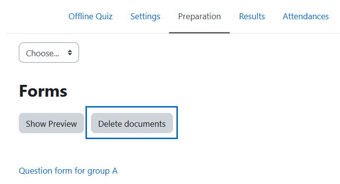 Screenshot: delete forms