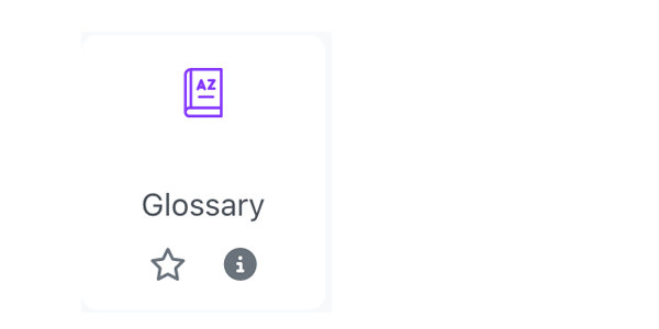Screenshot shows Icon of the activity called Glossary.