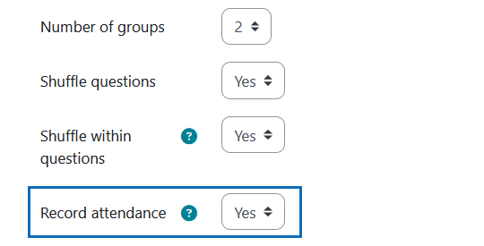 Screenshot: setting for attendance recording