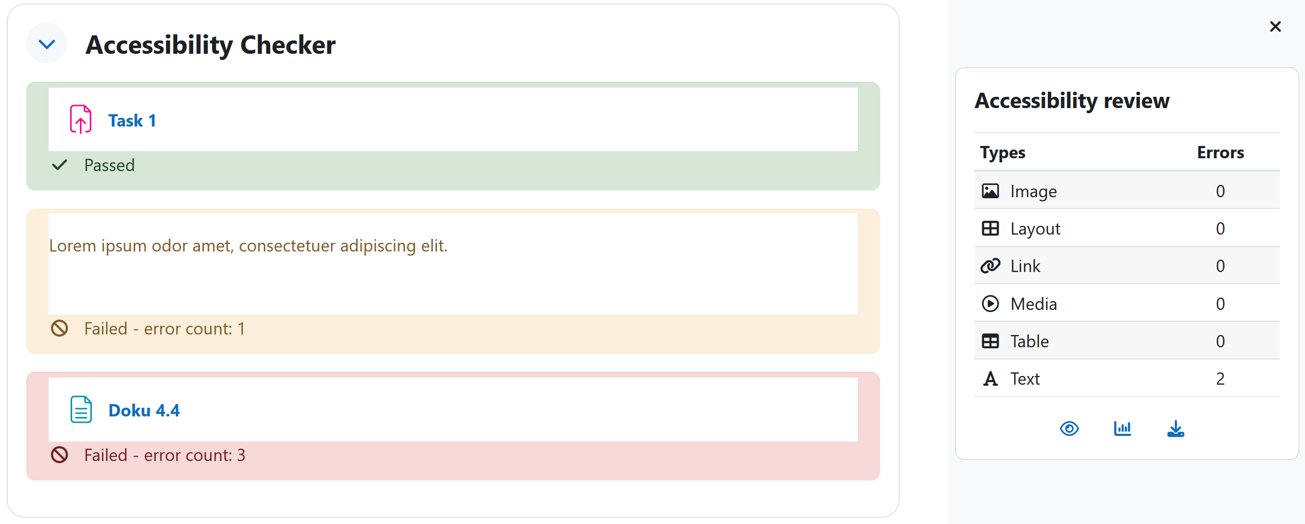 The heatmap highlights in green, yellow and red which content is accessible and which is not