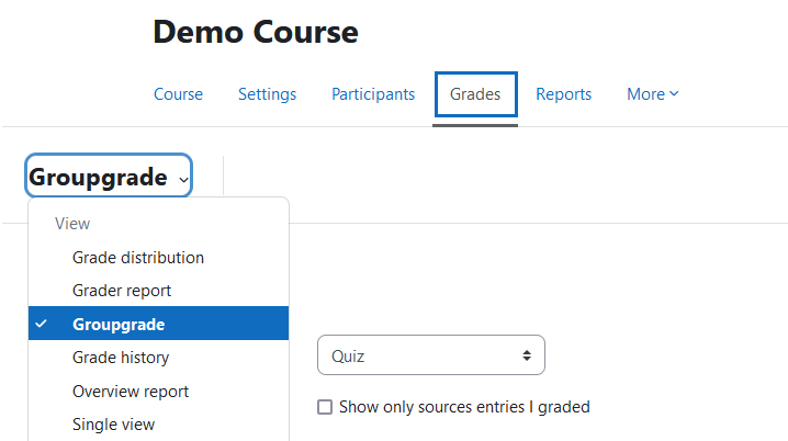 Screenshot: open groupgrade in the grades