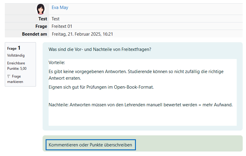 Screenshot: Einzelbewertung - Link 