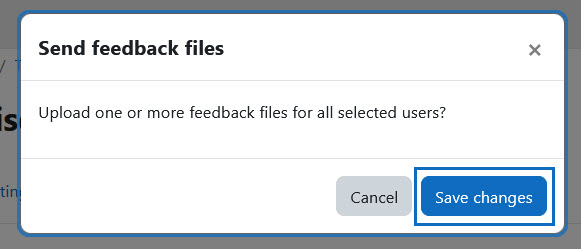 Screenshot: confirm the upload of the feedback file or files