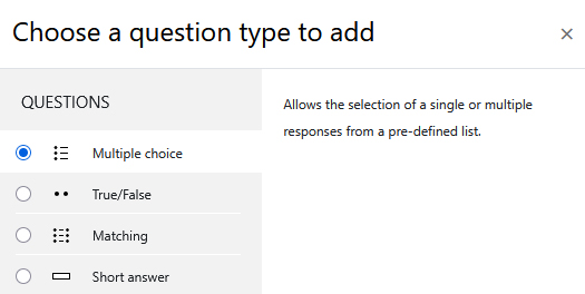 Screenshot: selection of