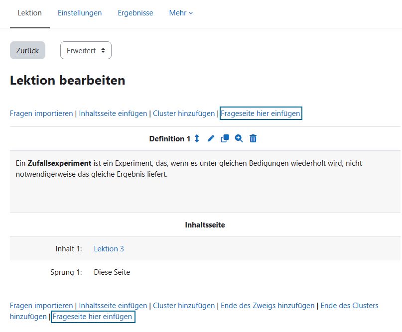 Screenshot Frageseite hinzufügen