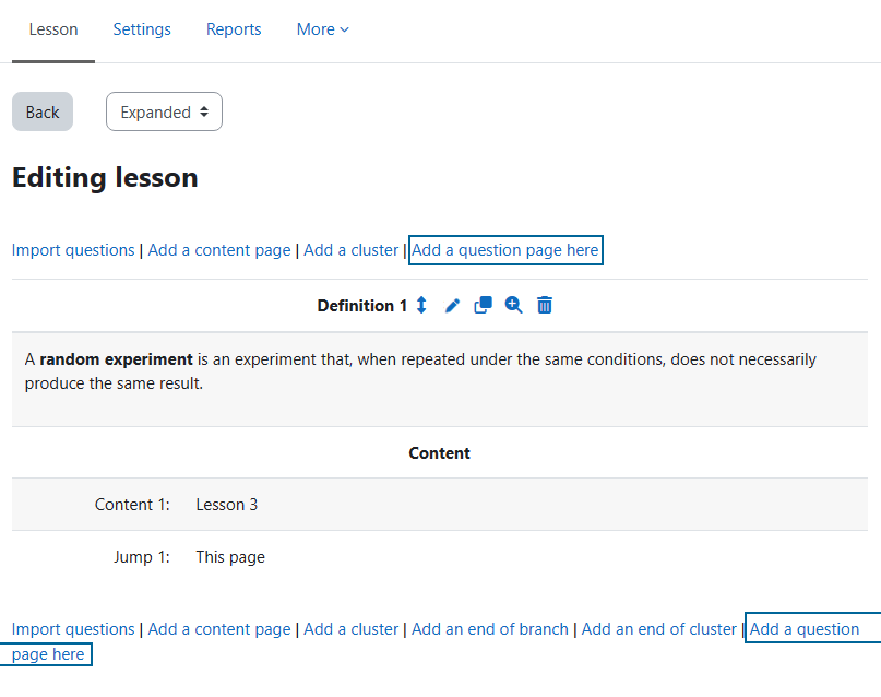 Screenshot Add question page