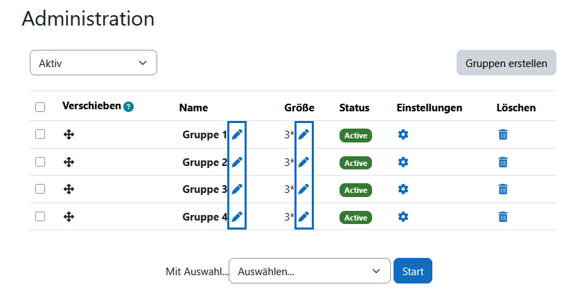Screenshot: Gruppen anpassen