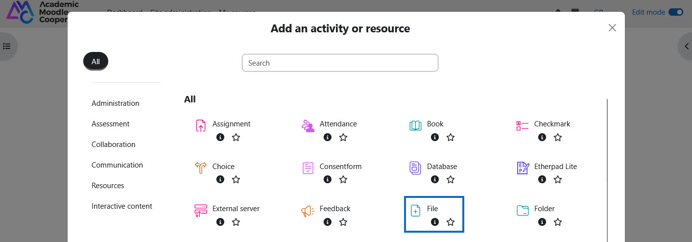 Create file in Moodle
