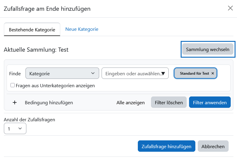 Screenshot: Filteroptionen mit 