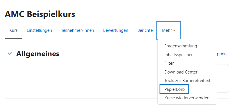 Screenshot Reiter Papierkorb