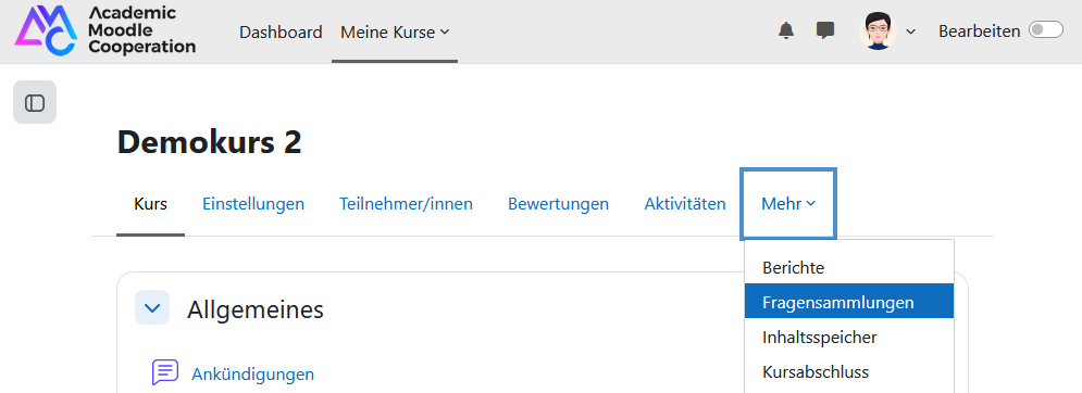 Screenshot: Menüpunkt
