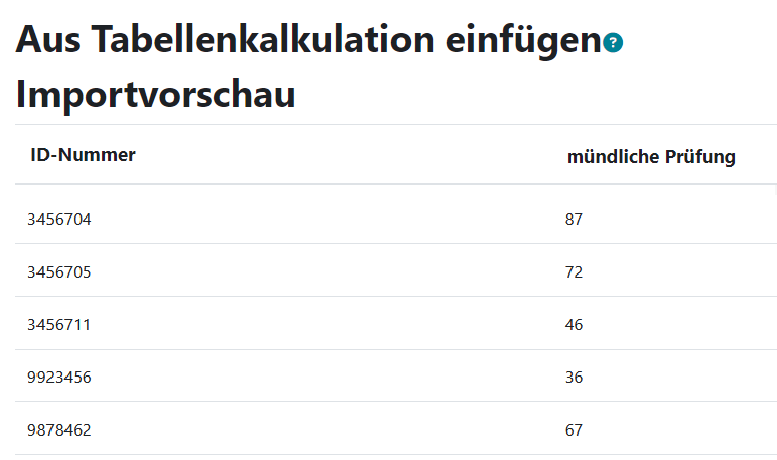 Screenshot Importvorschau