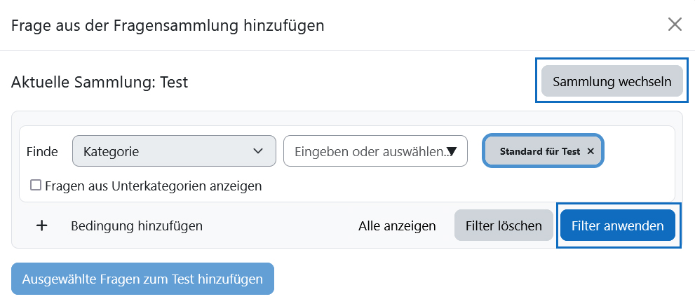 Screenshot: Ansicht nach Auswahl der Option