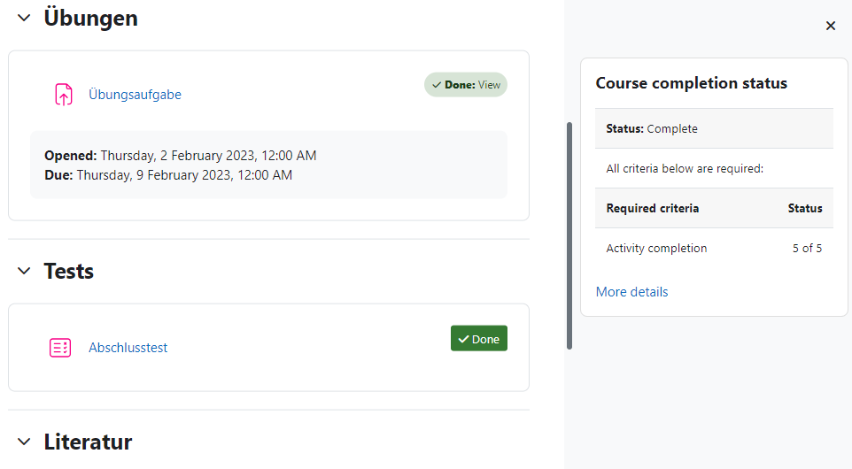 Screenshot Students view condition