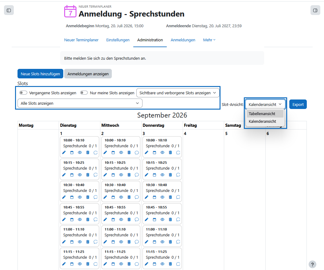 Screenshot: Kalenderübersicht New Organizer mit neuen Terminen