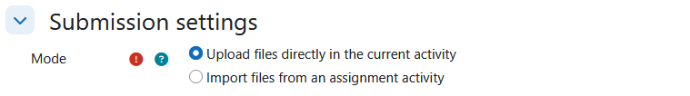 Screenshot: select mode in the submission settings