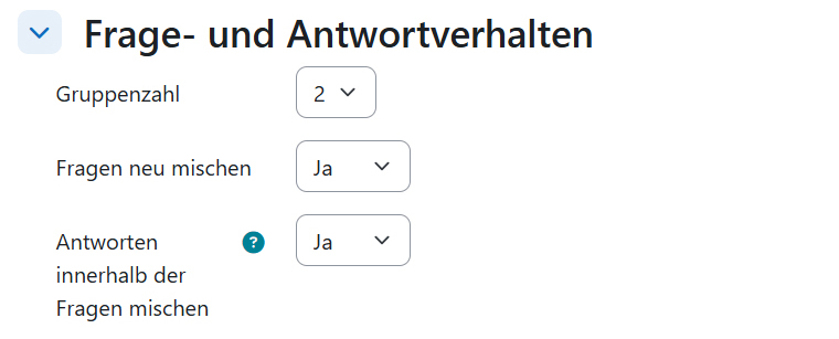 Screenshot: Einstellungen zu Frage- und Antwortverhalten