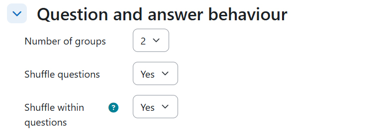Sreenshot: settings for question and answer behaviour