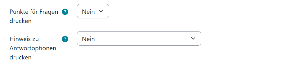 Screenshot: Einstellungen für Hinweise für Studierende