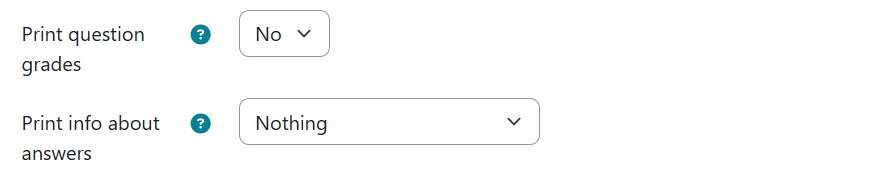 Screenshot: settings for hints for students