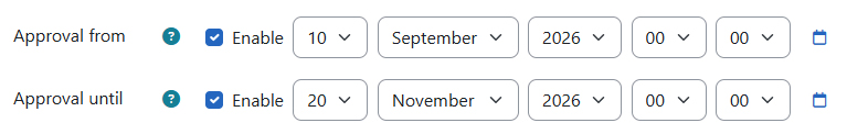 Screenshot: set approval period