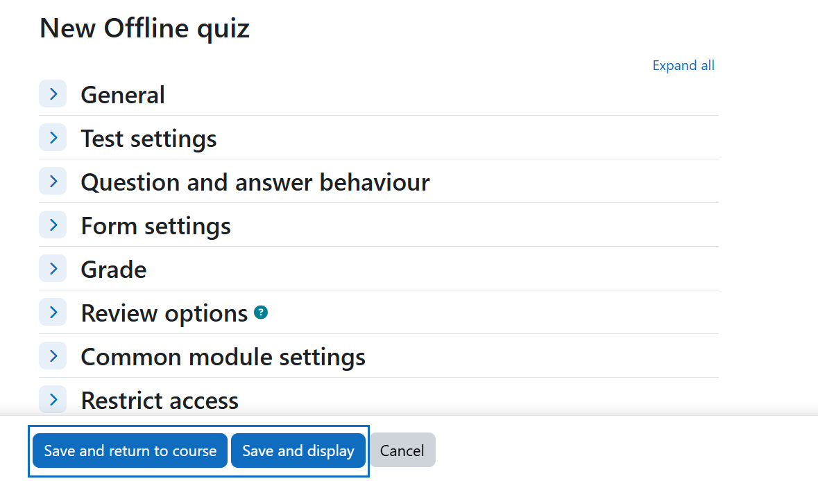 Screenshot: save settings
